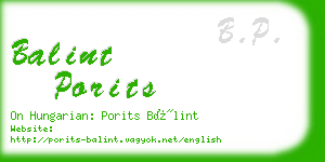 balint porits business card